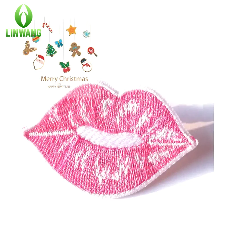 

Custom Logo Iron on Lips Embroidery Patch Wholesale Garment Parche Bordado Bordado Epaulette Embroidery Lip Patches