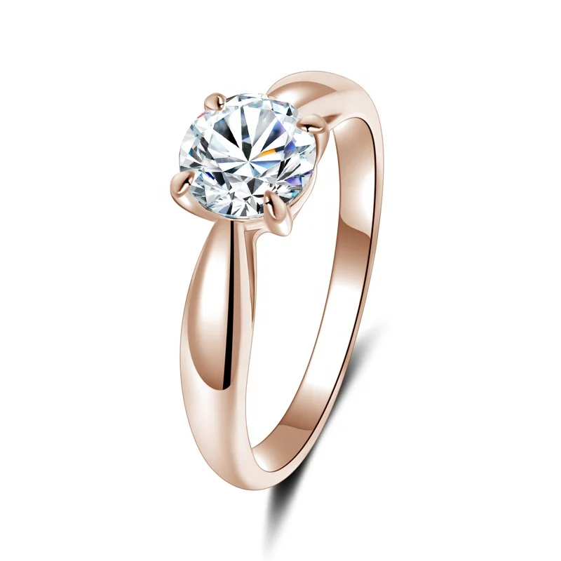 

Solid 18k Au750 1 carat def Colorless vvs hearts and arrows Charles and Colvard Forever One moissanite rose gold ring