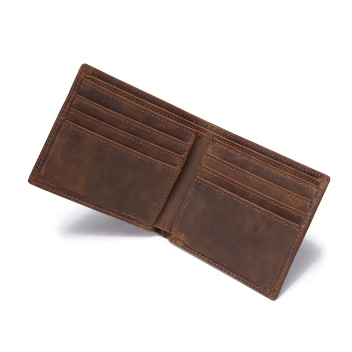 

crazy horse bifold brown men leather wallet wholesale, Brown,coffee