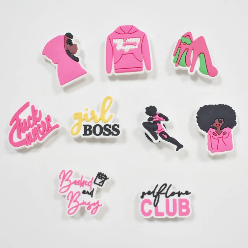 

2021 new design BLACK pvc shoe charms available promotional shoes decoration croc charms, Picture