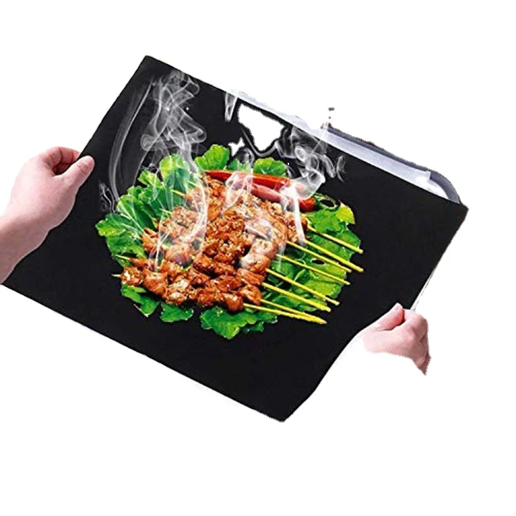 

Barbecue Outdoor Non-stick Pad Reusable Cooking mat 40 * 30cm for Party PTFE Grill Mat Accessories, Black,brown,white