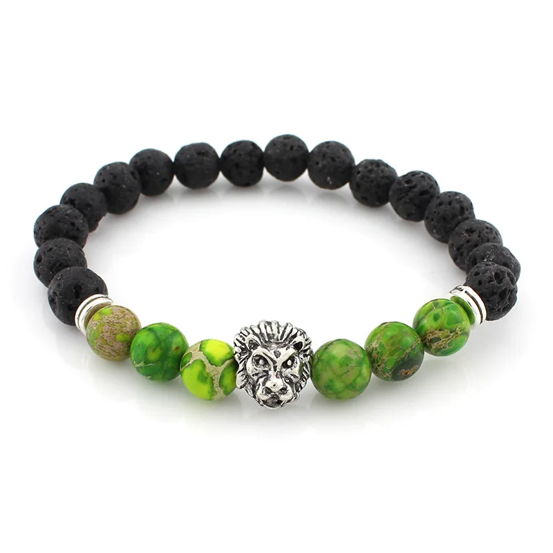 

Fashion Emperor Stone Volcanic Charm Braclets Rock Lion Head Beaded Buddha Bracelet Hight Quality Bracelet Men, Colors