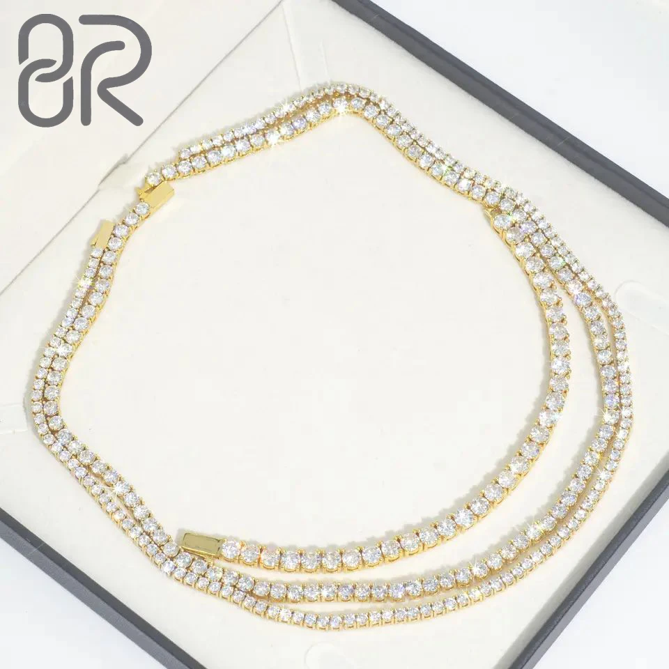 

10K 14K 18K Gold Tennis Chain Real Gold GIA IGI Certified Round Brilliant Cut Lab Grown Diamond Iced Out Tennis Link Chain