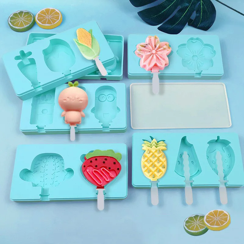 

LOVE'N LV017 Diy creative ice mould with lid vegetables series homemade popsicle molds fruit strawberry silicone ice cream mold