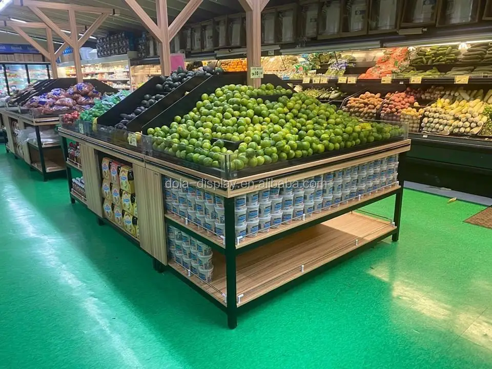 Produce Riser Durable Using Excellent Quality End Cap Table Supermarket Shelves Riser ...