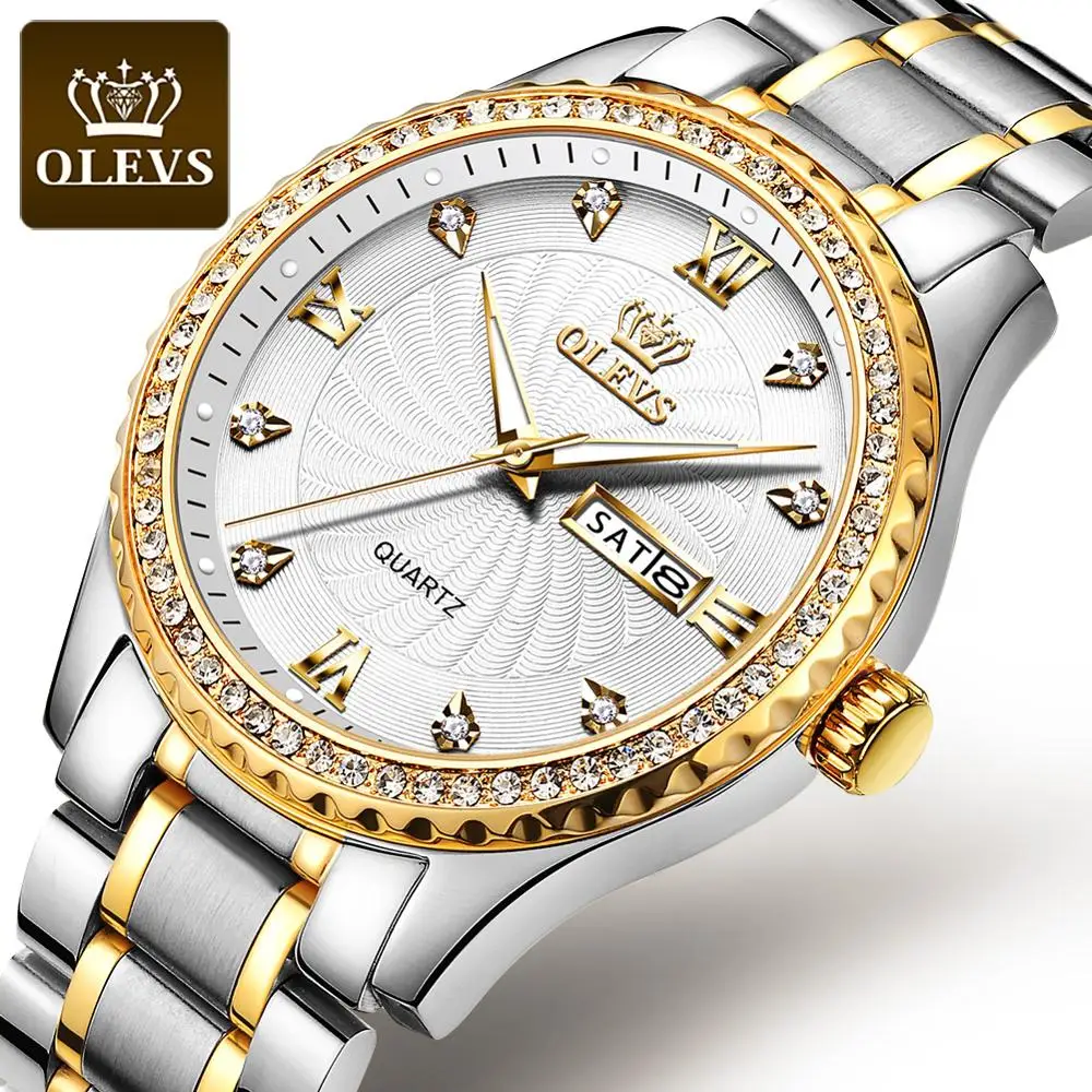 

OEM Brand Your Own Watches Quartz Diamond Rose Gold Date Day Business Bezel Cheap Original Men Wristwatches