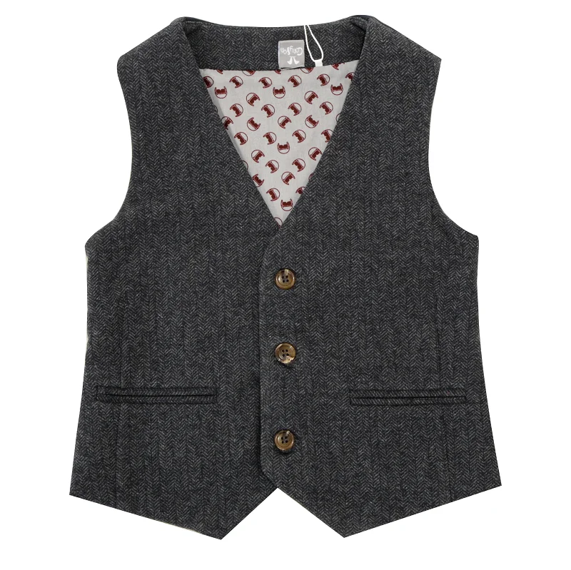 

Casual Sleeveless Breathable stripe Knitted Children'S waistcoat Boys Formal Gentleman vest