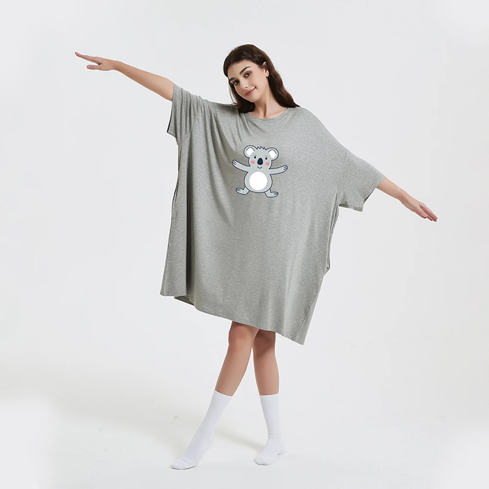 

Oversized  extra long bamboo sleep tee for summer night dress plus size women nightwear sleepwear nightgown factory