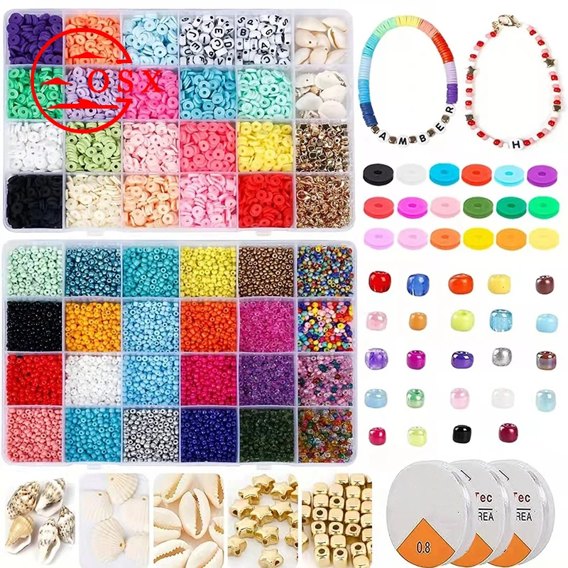 

Wholesale Amazon Hot Sale Diy Disc 24 Grid 2mm czech Glass Seed Beads Fimo Polymer Clay Bead Set, Collor avaliable