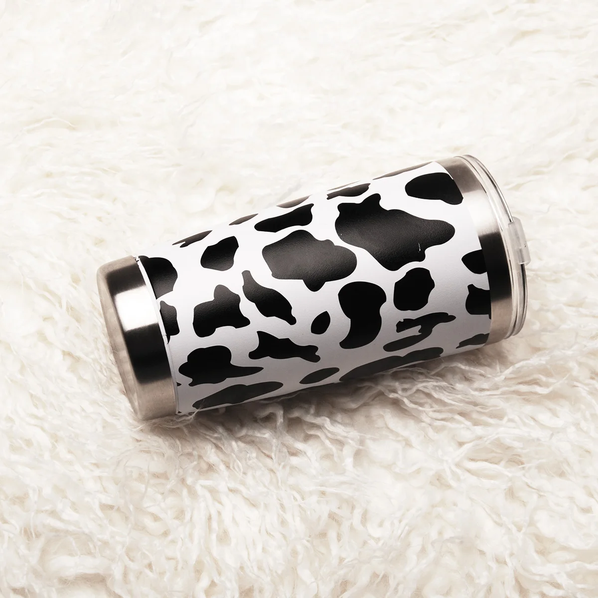 

Cow Print Stainless Steal 20oz Tumbler Custom Cow Design 20 oz Hot/Cold Tumbler Black And White 20oz Tumbler DOM-1081175, Cowhide, black leopard, colorful leopard