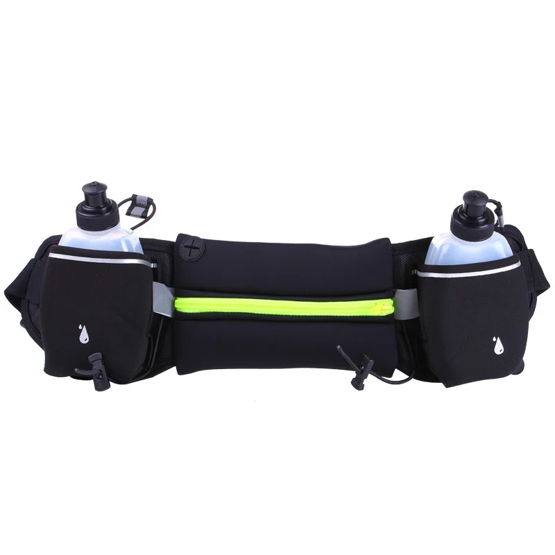 

OEM Lightweight Flip Neoprene Running Belt Waist Bag with Two Kettles, Black,blue, pink, green