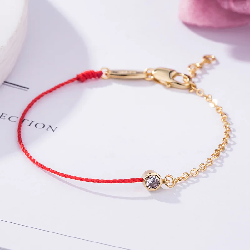 

Douyin net celebrity same paragraph rose gold red rope bracelet female natal year transfer simple zircon hand rope jewelry, Picture