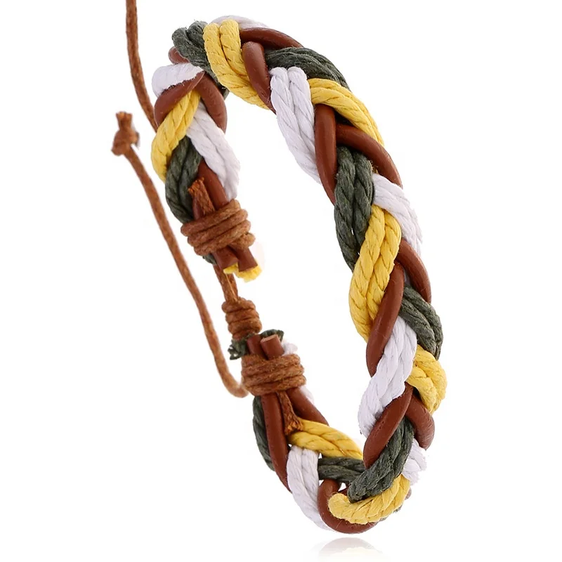 

Retro woven leather contracted men women lover rope simple adjustable fashion out door woven hand made bracelet, Picture shows