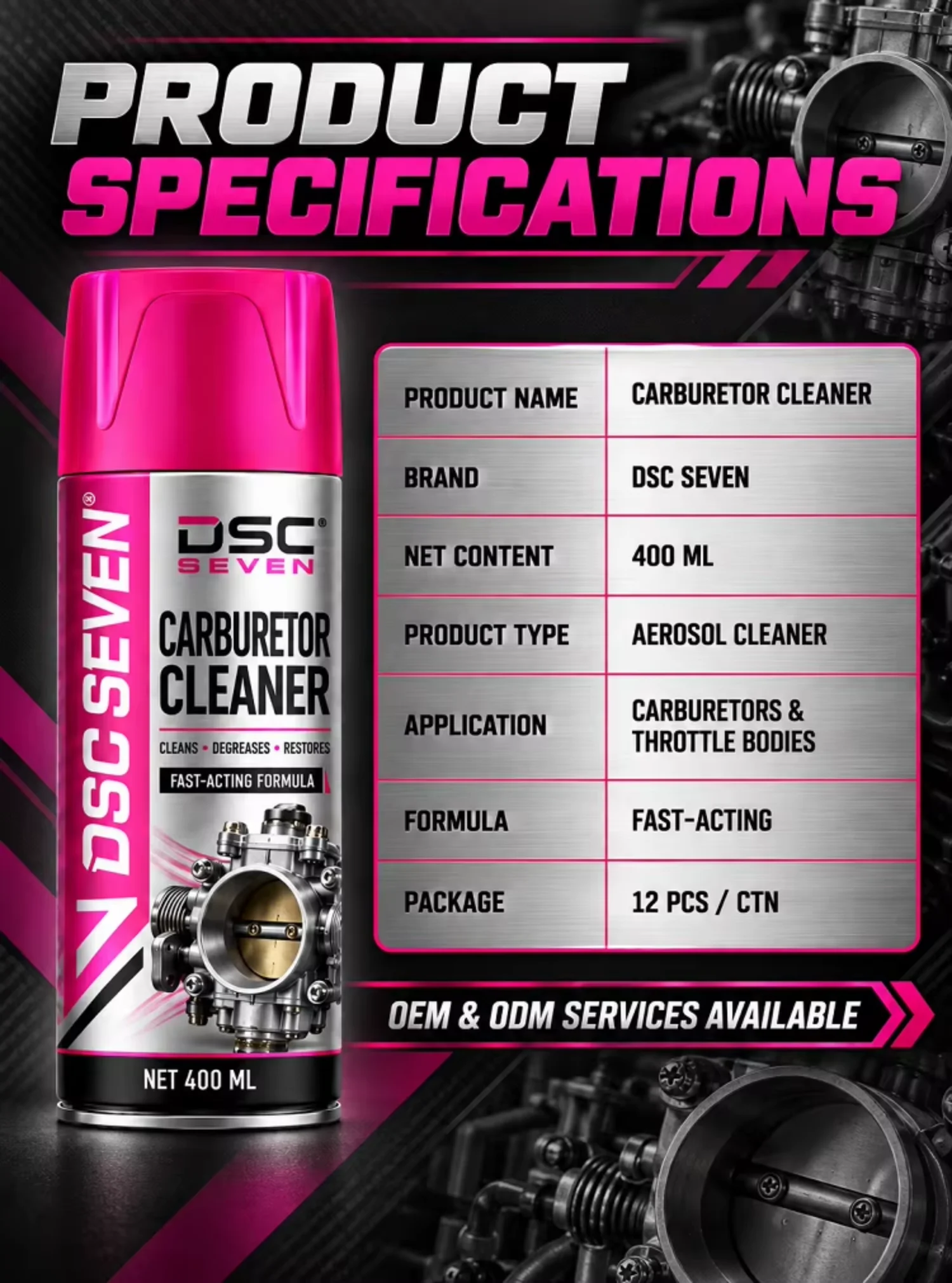 DSC SEVEN High Performance Carb & Choke Cleaner Instant Carbon & Varnish Remover