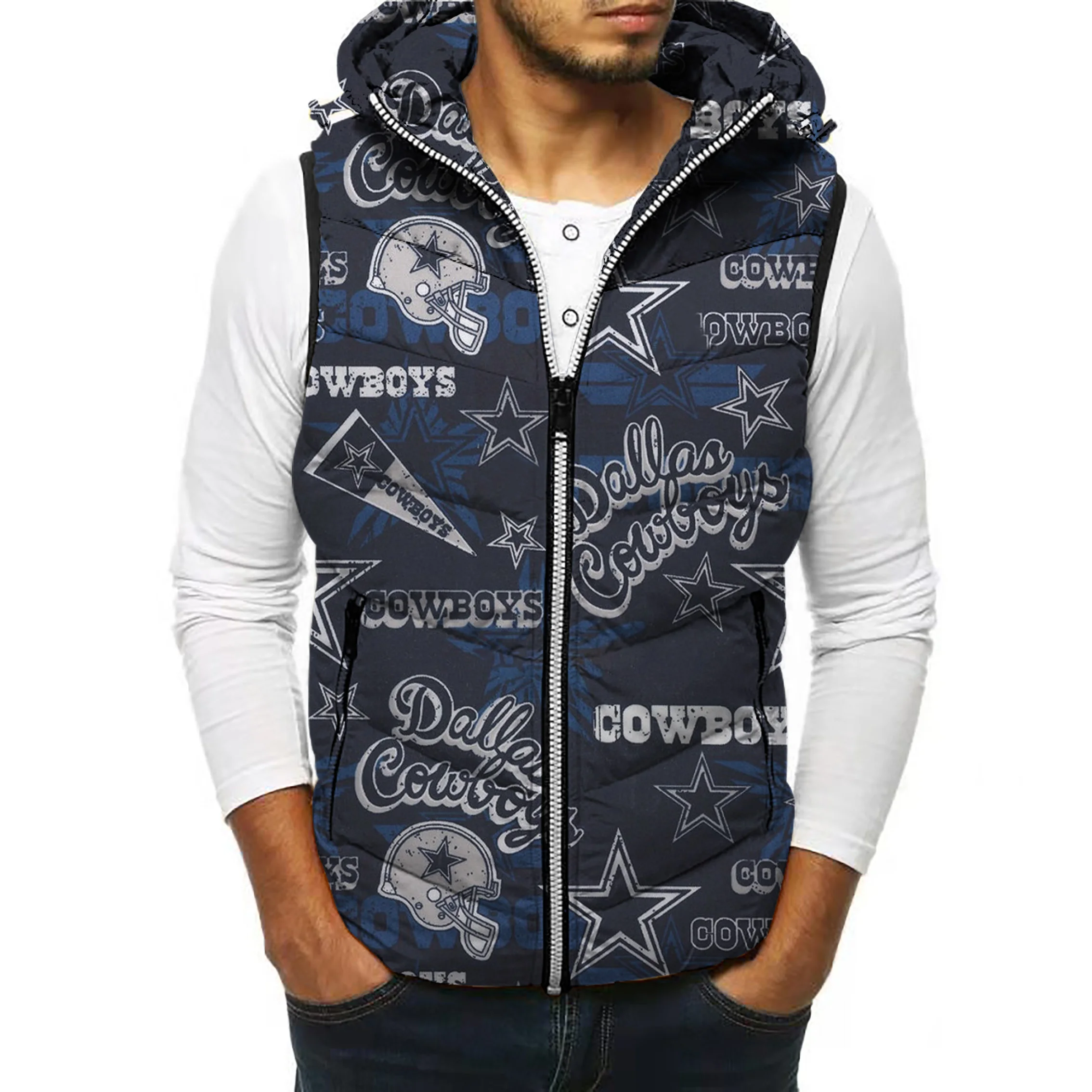 

Custom Bomber Jacket Hot Sale Hooded Winter Men Vest Puffer Jacket, Customized color