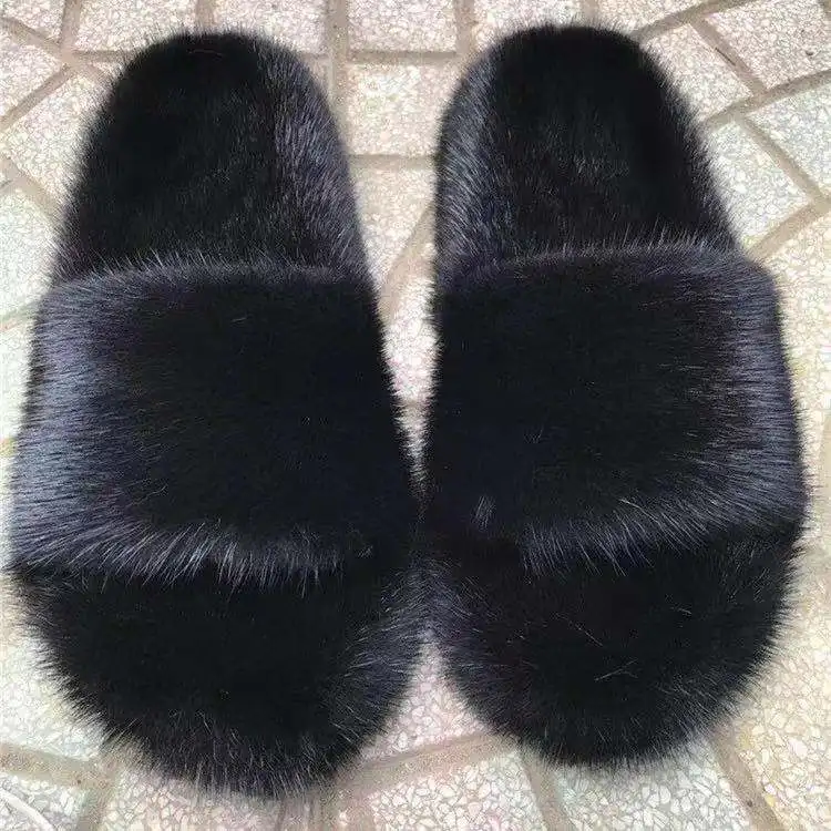

Winter Warm Sheepskin Slippers Open Toe Wholesale Fashion And Comfortable Indoor And Outdoor Mink Slippers, Customized color