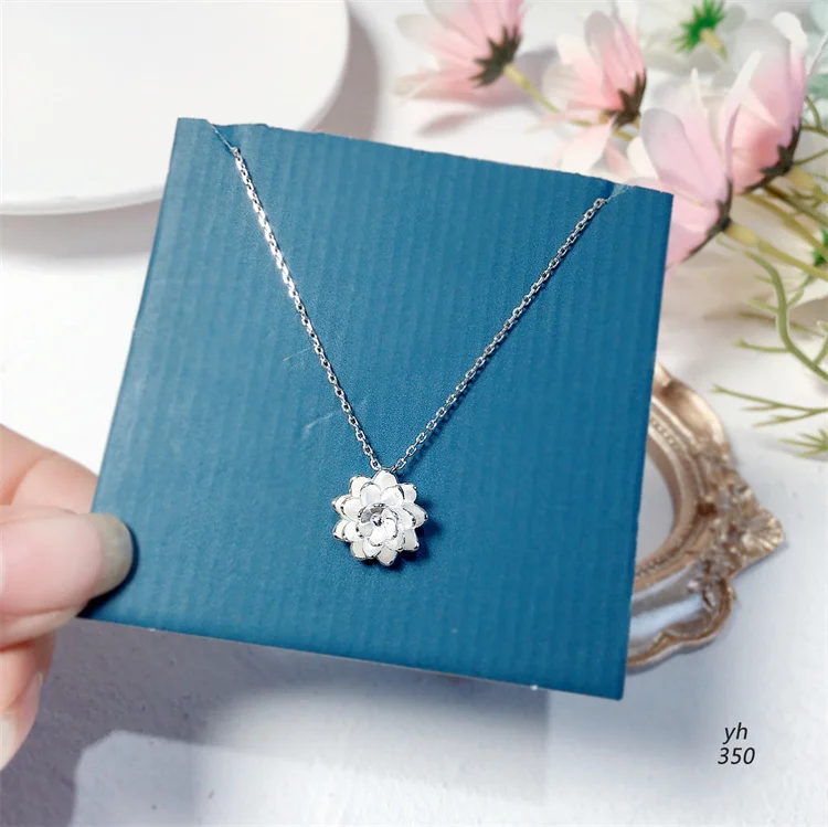 

New Trendy Jewelry 925 Sterling Silver Vintage Elegant Lotus flower Pendant Handmade Necklace For Gift