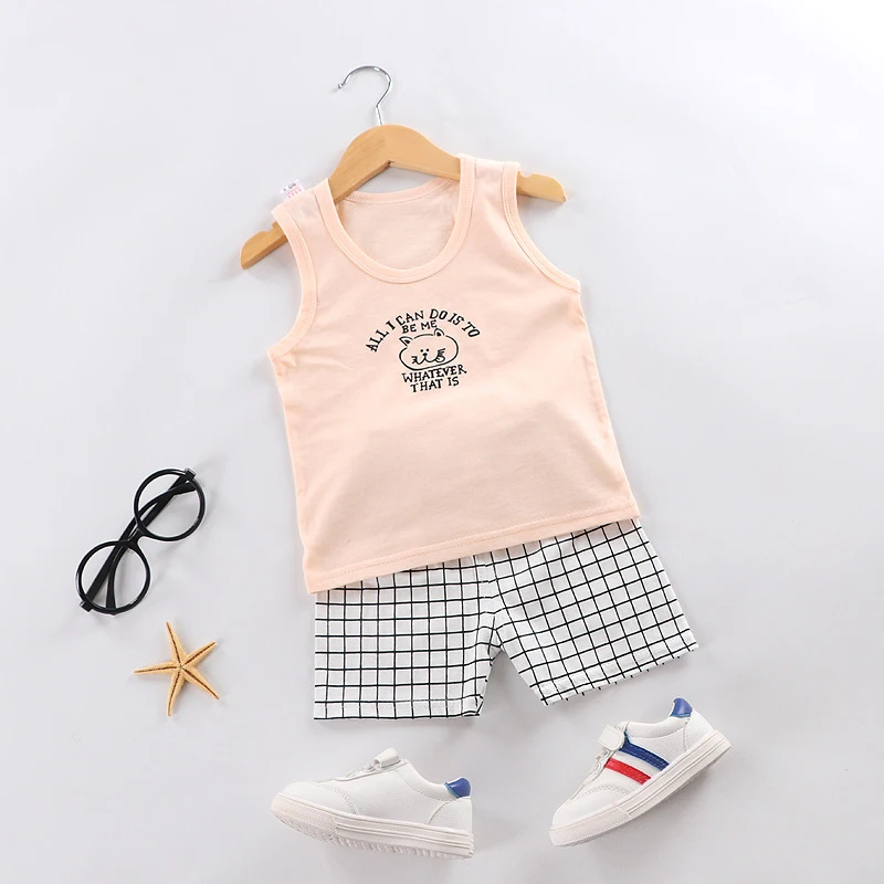 

Summer 100% cotton baby summer suit kids' vest shorts 2pcs set