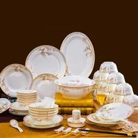

56pcs Ceramic Plate and Bowl Set Porcelain Dinner Plates luxury Dinnerware Sets