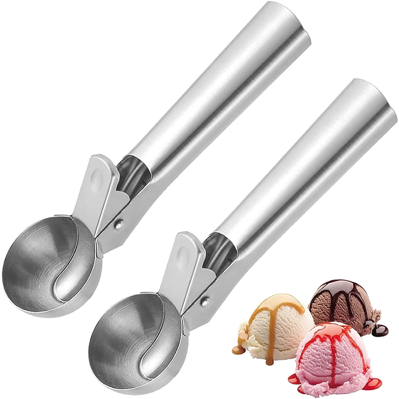 

Kitchen Accessories Ice Cream Tools With Trigger Food Grade Stainless Steel Ice Cream Scoop