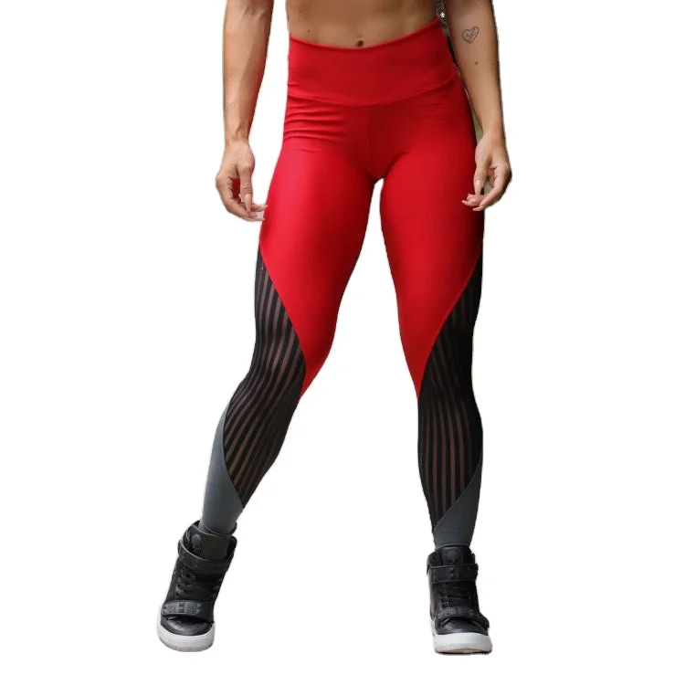 

Manufacturer supply mesh stitching fitness training leggings stretch tight high waist sports yoga pants, Customized colors