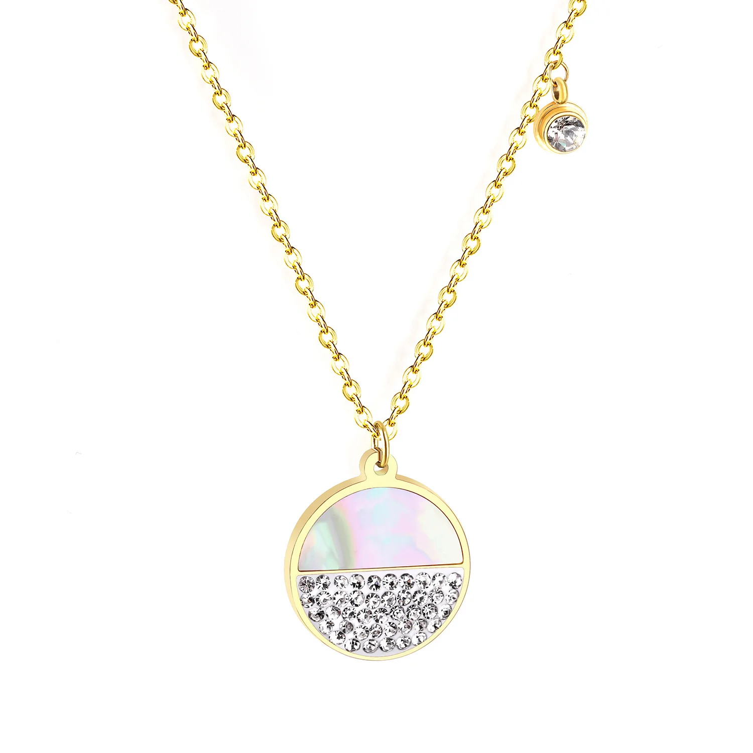 

fashion cool Wild Gold round Band Shell zircon pendant female choker Factory Direct Sales Wholesale
