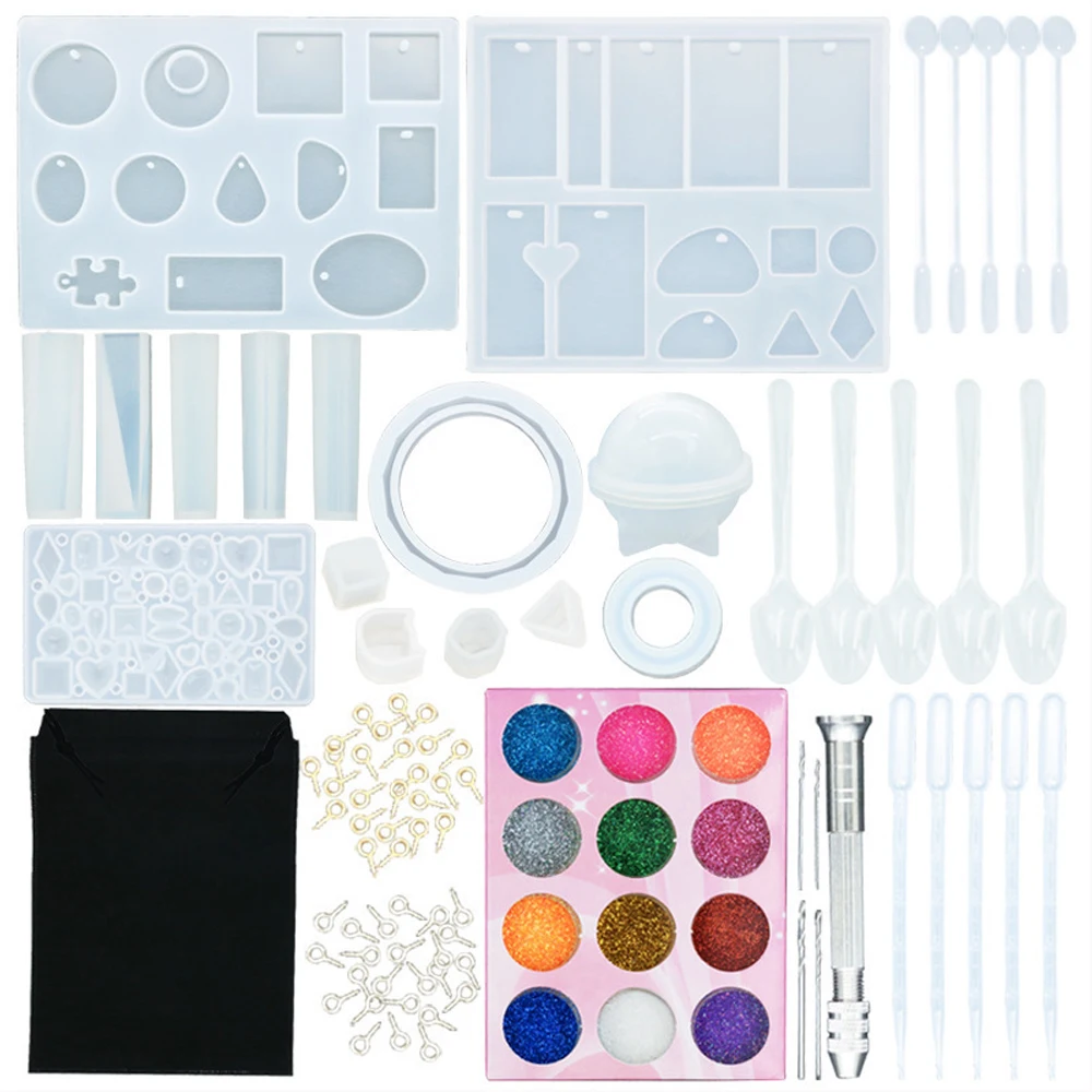 

137 pcs Silicon Casting Mould uv Tools Set DIY Handmade jewelry silicone resin molds, Clear