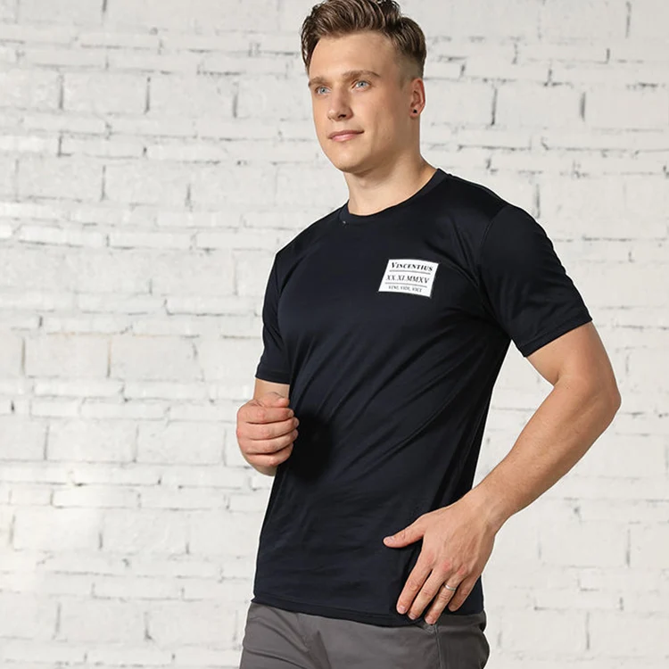 

Cheap Wholesale Round Neck Short Sleeve Men's T-shirts Summer 100% Cotton Custom Embroidery Printed Black Casual T Shirt For Men