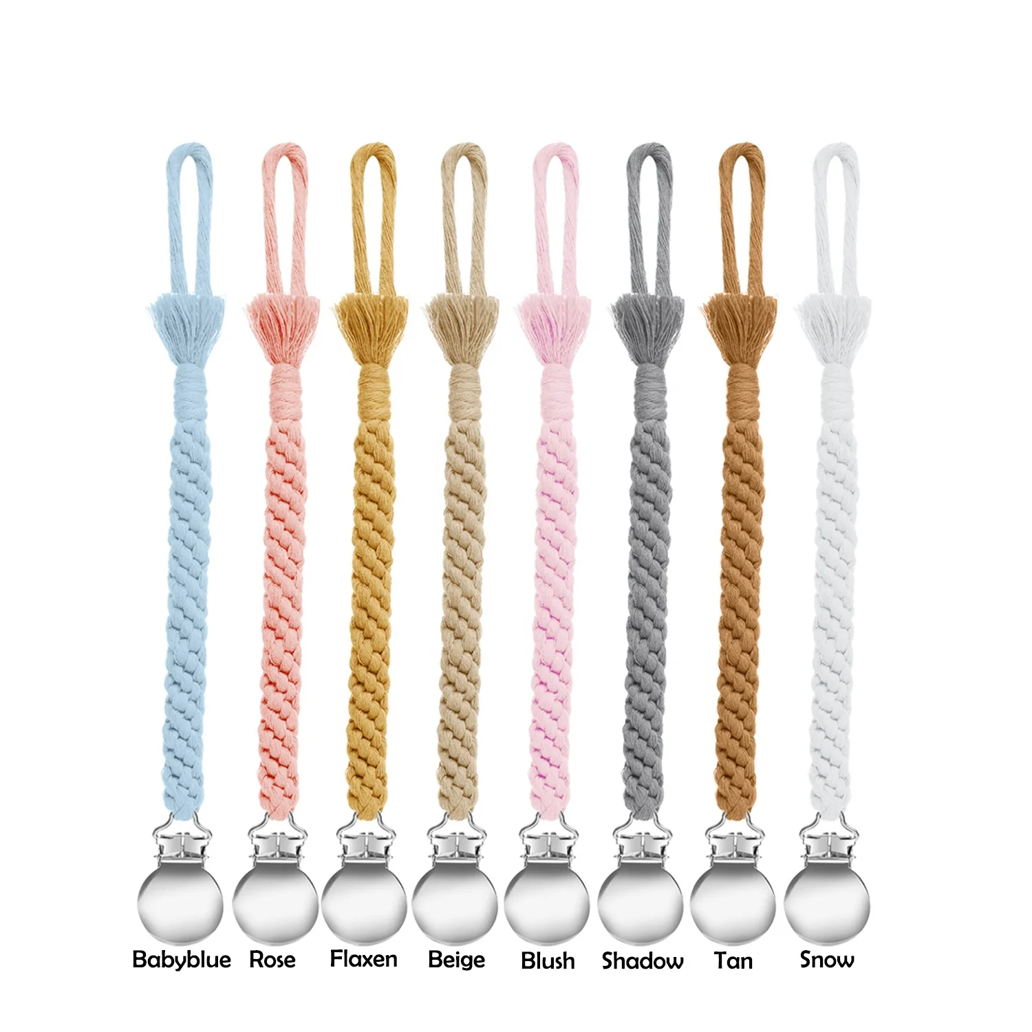 

100% cotton crochet pacifier clip Chinese crown knot dummy holder chain