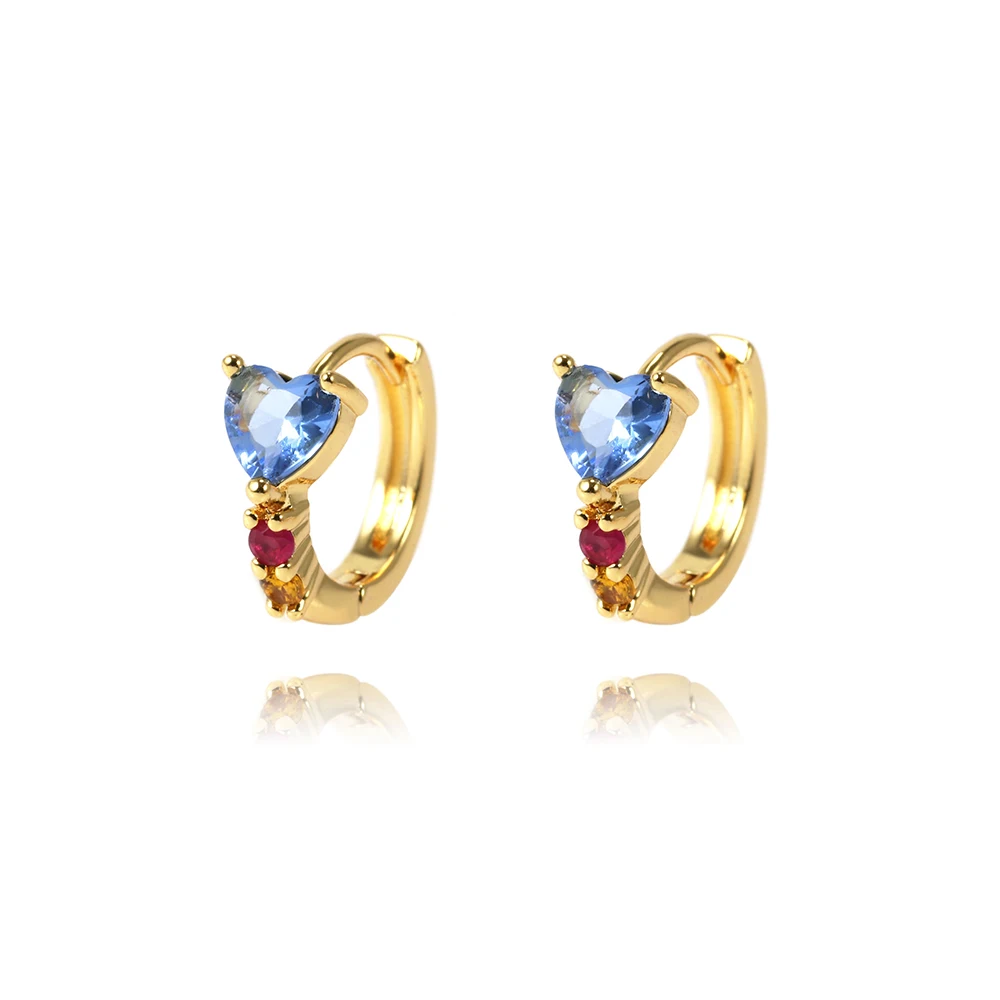 

FOXI Mexico Rainbow Wholesale fashion heart design jewelry earrings 14K 18K gold plated women's cz color hoop earrings