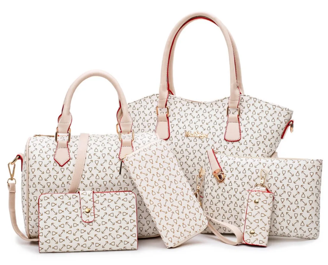 

Vagen Leather Fashion Women Handbags Wallet Tote Bag Shoulder Bag Top Handle Satchel Purse Set 6pcs