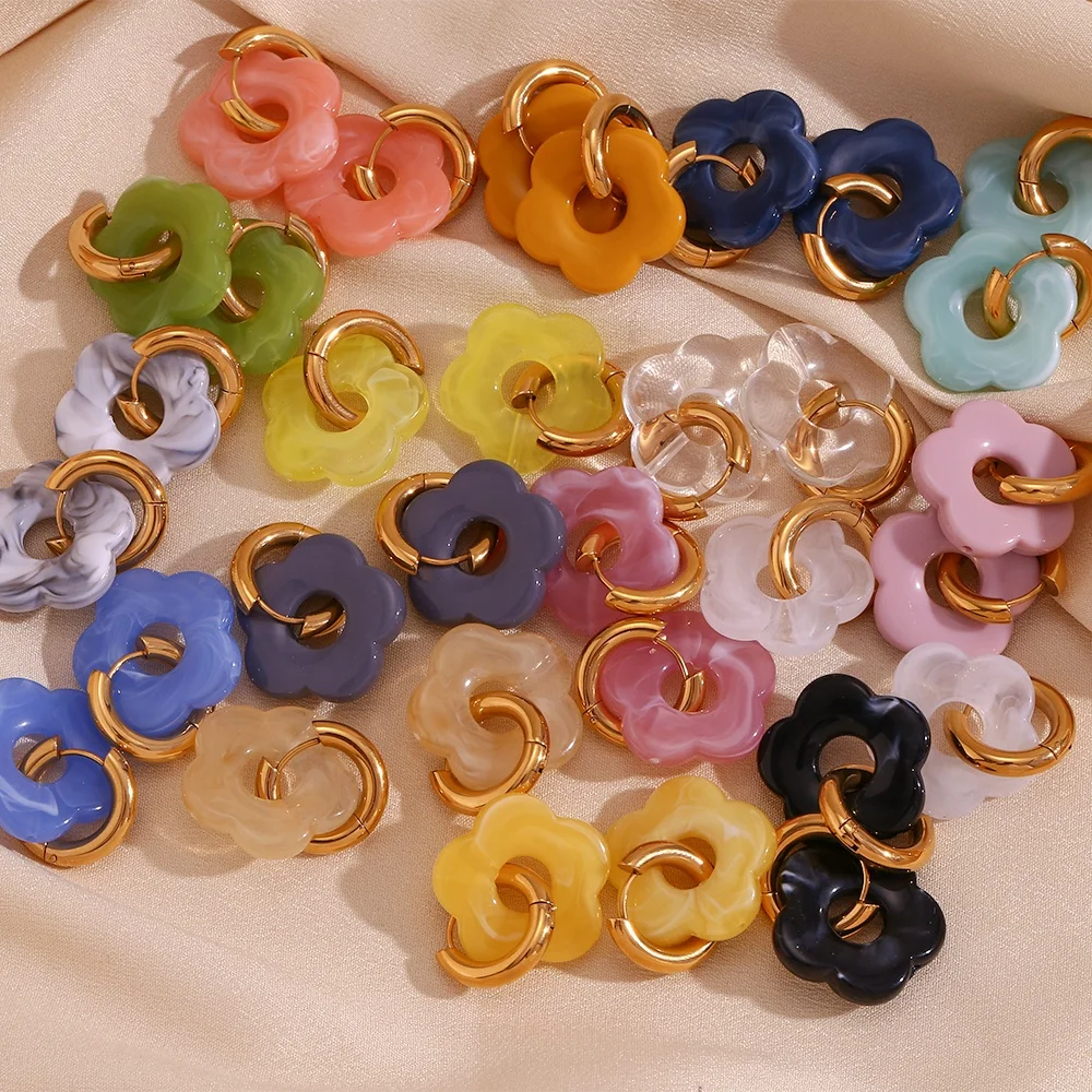 

Colorful Resin Acrylic Earring Jewelry Making Supplies Gold Plated Flower Earring