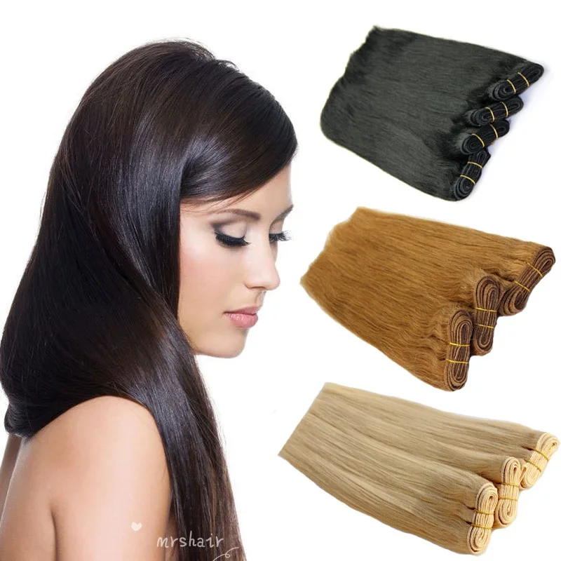 

100g Straight Hair Weft Extension Black Brown Blonde 100% Real Brazilian Hair Sewing Machine Weave Extensions Human Hair Weft
