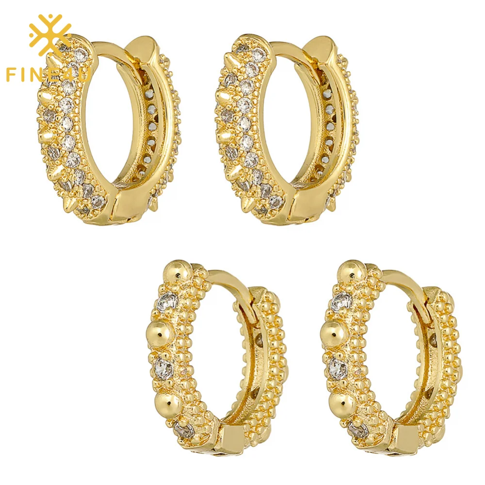 

Copper Jewelry Gold Plated Zirconia Hypoallergenic Hoops Huggie Chunky Statement Earrings For Women