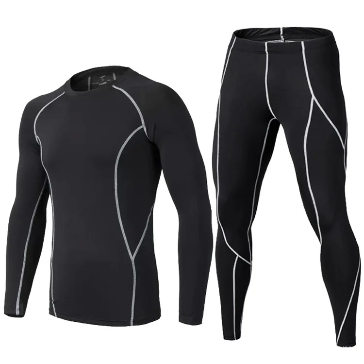 

Hot selling men workout fitness clothing running active wear set thick training compression 2 piece yoga sports set, Customized colors