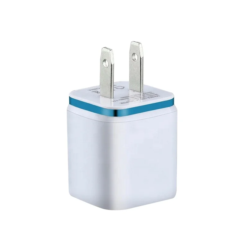 

Colorful Dual USB Wall Charger 5V 2.1A Phone Charger US Plug Block Charger For All USB Devices, Silver orange blue gold purple