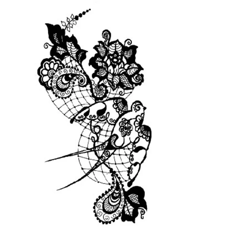 

XQB series unique black and white flower and bird waterproof disposable tattoo stickers, Cmyk