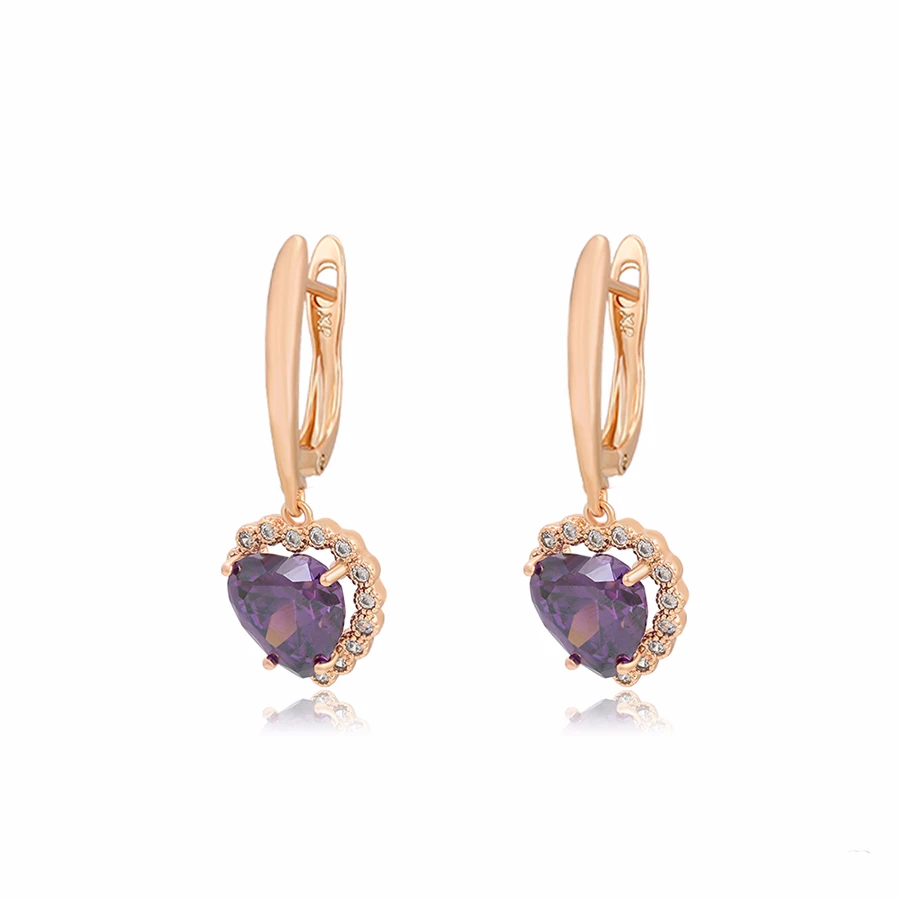 

X000020477 Xu ping jewelry Heart-shaped purple Diamond High glamour Earrings 18K gold women's jewelry