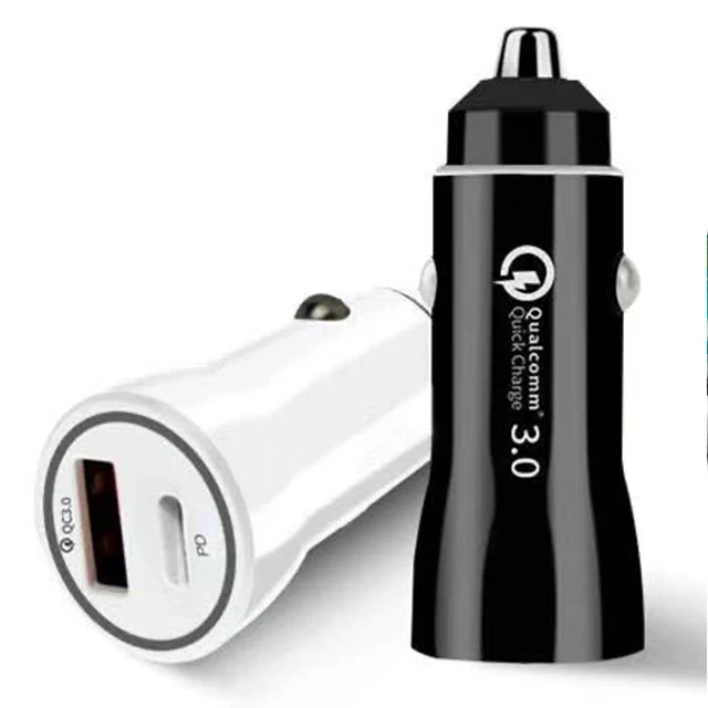 

Settpower RS-682 top1 QC3.0 Fast Car Charger USB Car Charger Adapter 2-Port LCD PD Monitor Battery Charger, Black&white