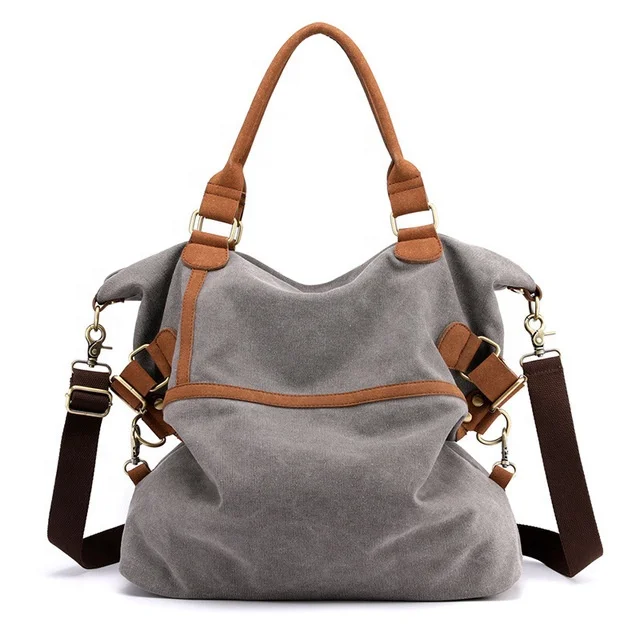 

High Capacity Travel Female Messenger Bag Canvas Shoulder Fashion Women Handbags, Black, gray, wine, brown