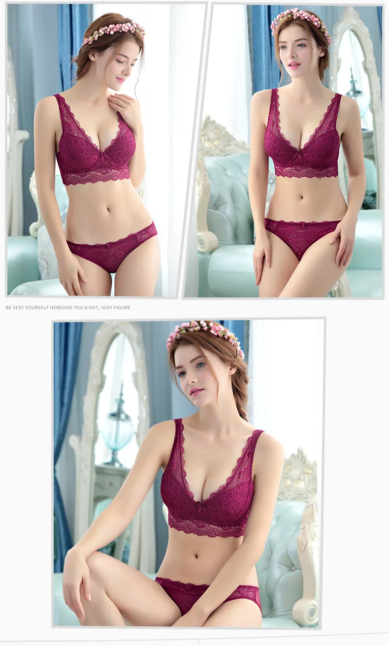 Push Up Anti-Sagging Bra Set Girl Sexy Lace Vest Bra And Brief Sets Fashion Women Underwear Sets