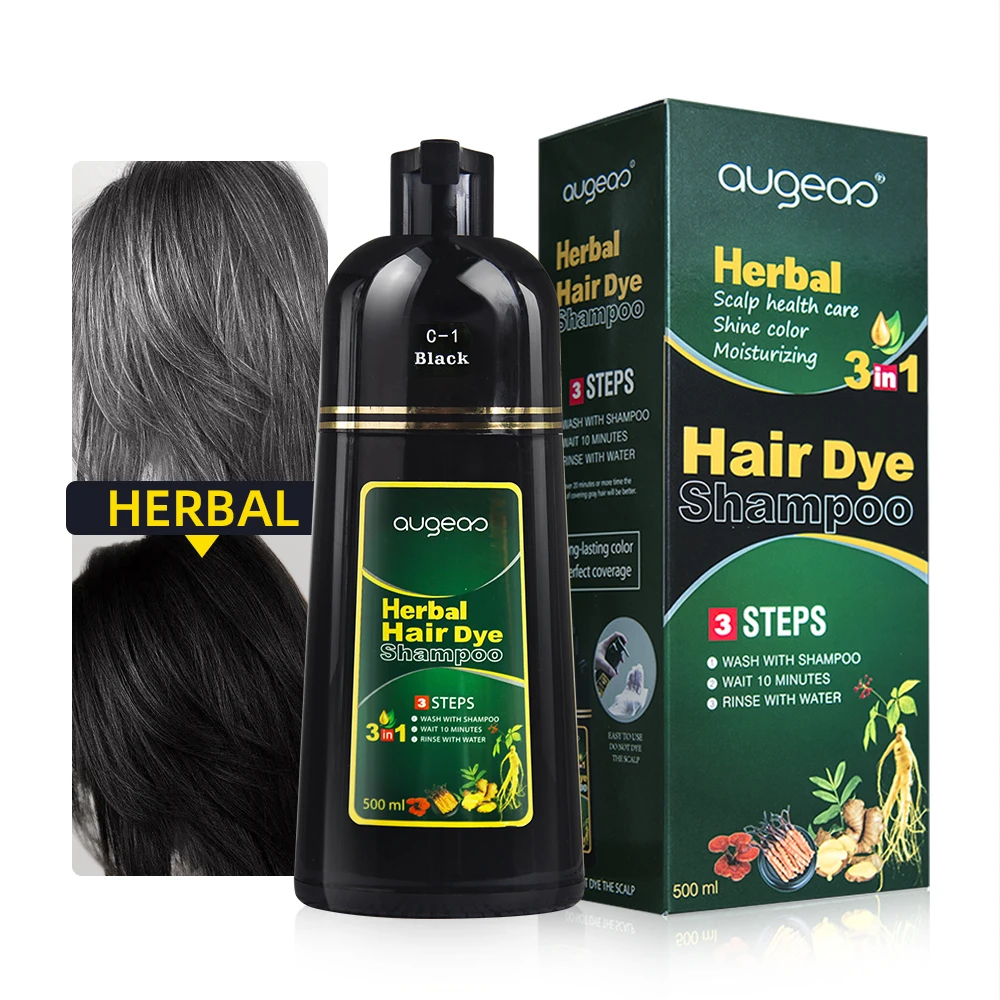 

natural herbal semi-permanent dye black hair shampoo for white hair