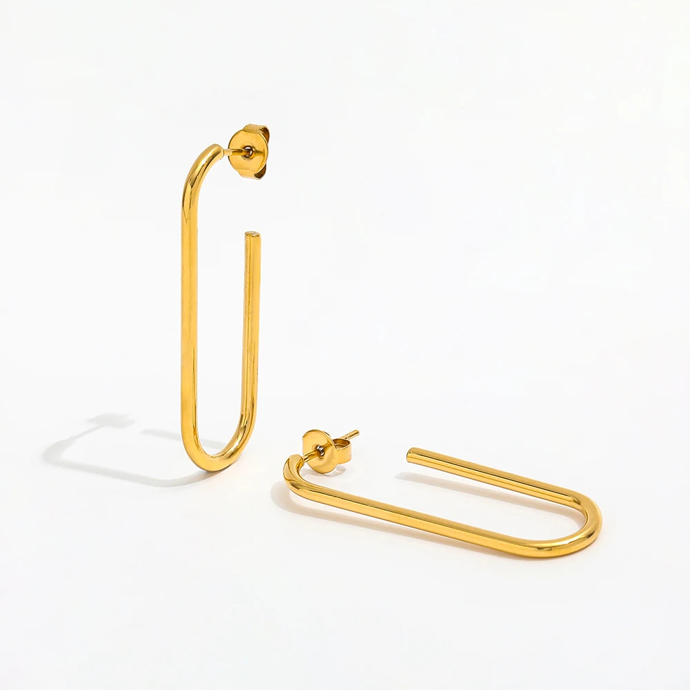 JOOLIM Jewelry PVD 18K Gold Plated Plain Gold Plated Tube Hoop Earring Customized Earring Factory Supply