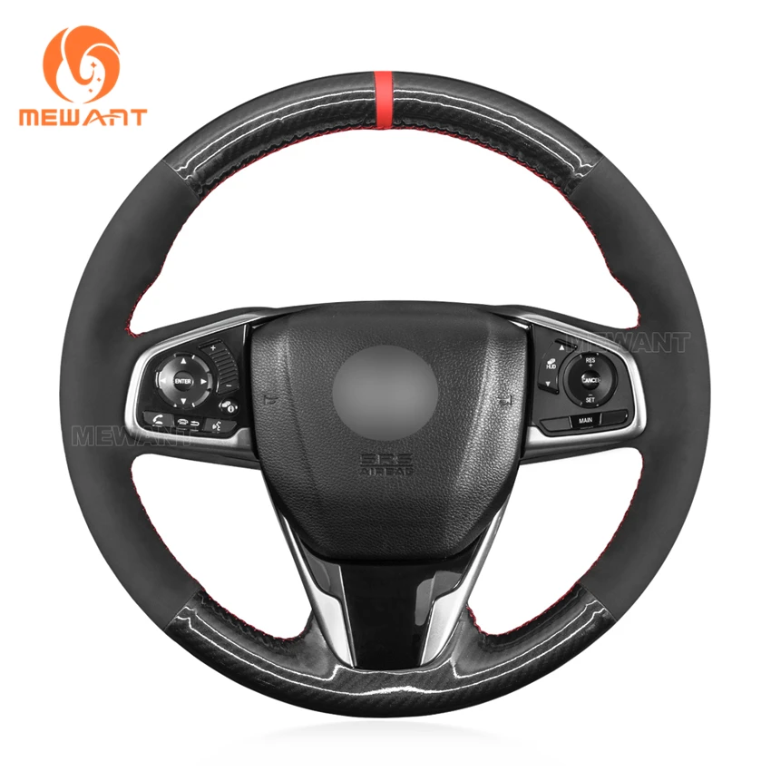 

Hand Sewing Carbon Suede Steering Wheel Cover for Honda FK7 Civic 10 10th gen CRV CR-V Clarity 2016 2017 2018 2019