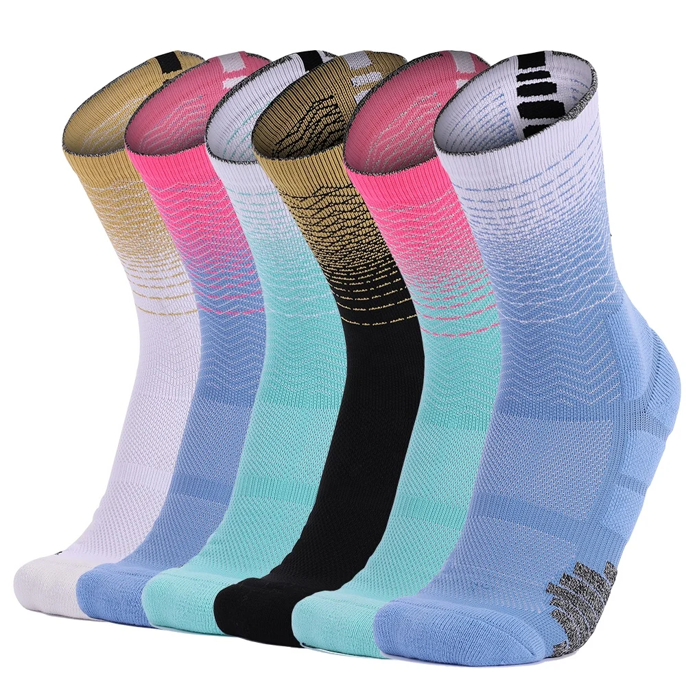 

Anti Pilling Strong Elastic Covering Crew Sock Basquetball Colored Socks Women Pink Basketball Socks