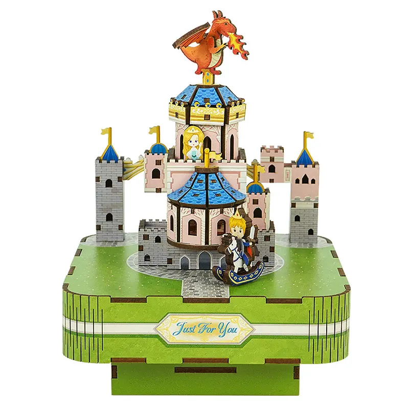 

Tonecheer Fairytable Castle music box wood jigsaw for kids wooden 3d puzzle
