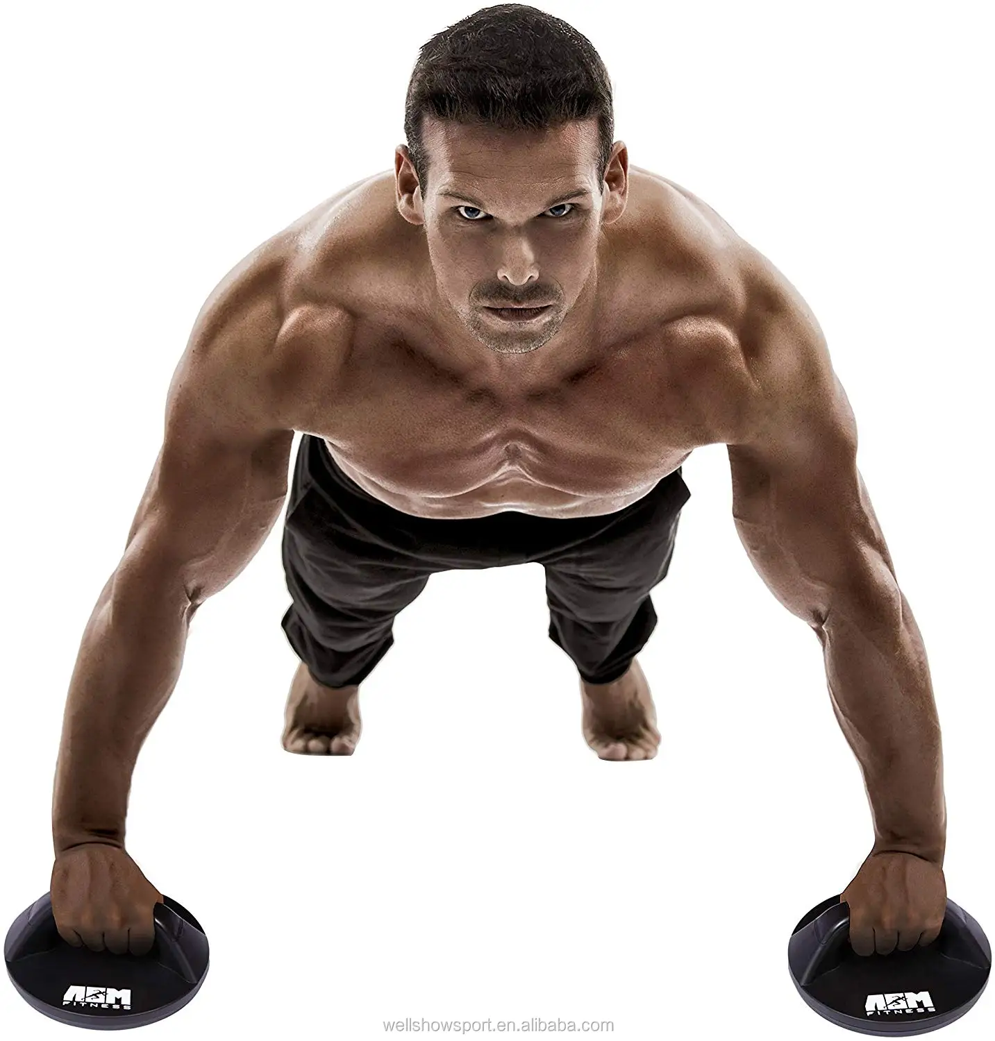 Wellshow Sport Ab Wheel Roller With Thick Knee Pad Mat Rotational Push