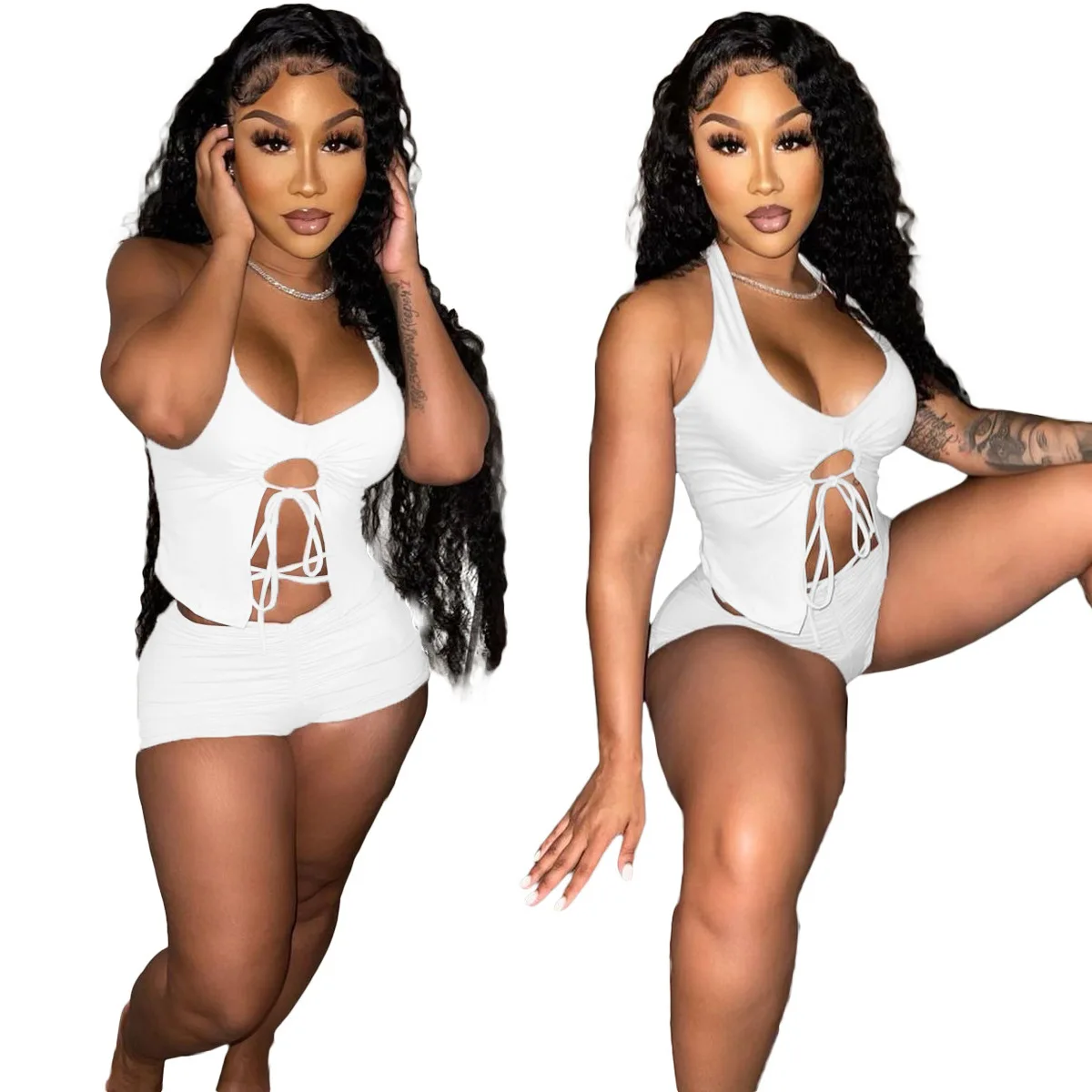 

GQ8258 active wear set women sexy 2 piece short set women 2021 slim summer 2 piece women set, Picture