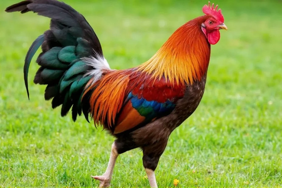 Comparison chart showing physical differences between young and mature cinnamon queen roosters