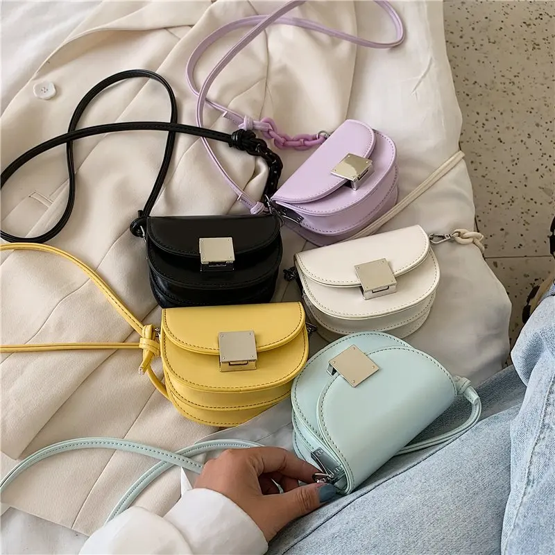 

Custom semicircle half circle flat crossbody bag pu leather mini hand bag coin handbag purse for girls